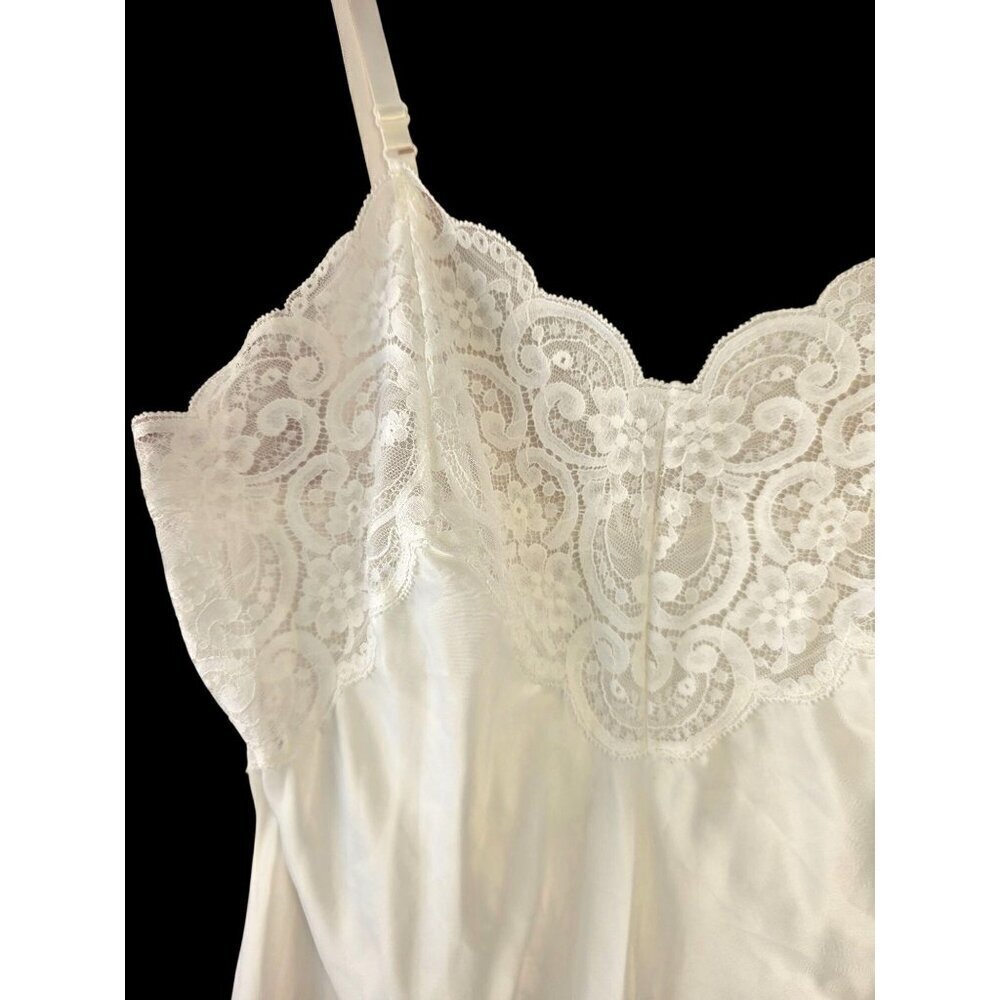 Wonder Maid 60s Full Slip Ss 34 White Lace Non-Cling Nylon Blend USA Union Made